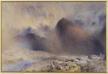 Mount Snowdon door opklarende wolken, 1857
