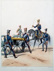 Napoleontische Armee: Lichte Artillerie. Gravure door Alfred De Marbot (19e eeuw) 1812. Malmaison, Musee Du Chateau.