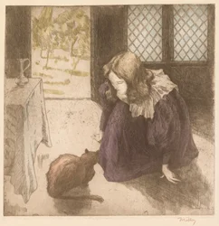 Interieur, Klein meisje met kat La Petite fille au chat, 1897