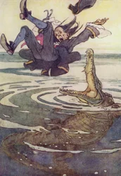 Recht in de kaken van de krokodil!