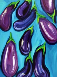 Levendige paarse aubergines