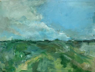 Groene velden, blauwe lucht