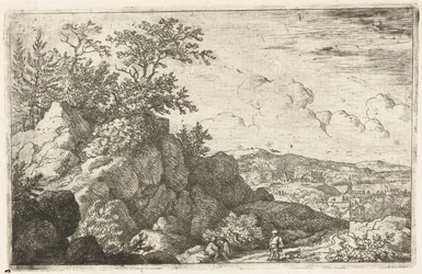 Berglandschap met man en hond