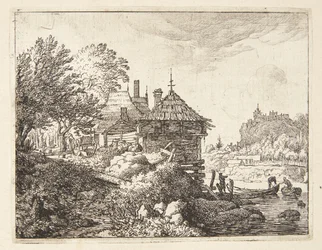 Twee boten leggen aan bij een hut