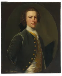 Portret van Valentine Morris (1727-1789), gouverneur van Saint Vincent (olieverf op doek, in een ovaal gesneden en op doek gelegd)