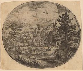 Hamlet aan de oever van een rivier