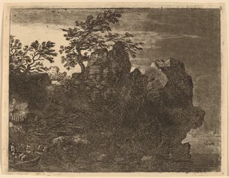 Grote rots bij de rivier