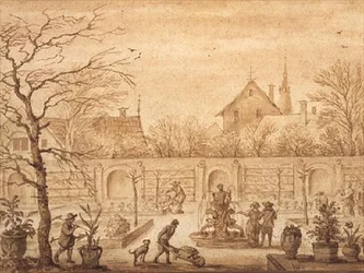 Uitzicht op een Nederlandse tuin, c.1650-60