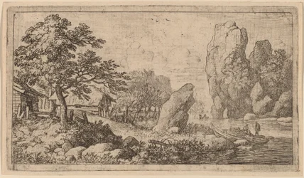 Spitse Rots aan de Oever van een Rivier
