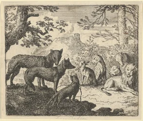 Renards ouders vragen zich van het hof te mogen terugtrekken, uit "Renard de Vos" van Hendrick van Alcmar