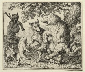 Reinaert de Vos: De Wolf en de Beer Vieren Hun Vrijheid