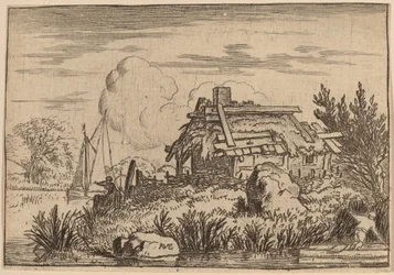 Vervallen huisje, omgeven door water, waarschijnlijk ca. 1645-1656