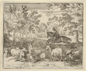 De herder te paard jaagt op het hert