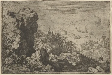 De drie reizigers aan de voet van High Rock, 17e eeuw