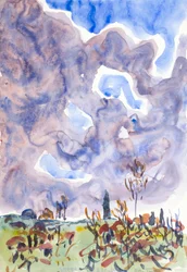 Aquarel nr. 31, Landschap met Wolken, ca. 1930.