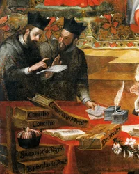 Discussie tussen twee jezuïeten (detail)