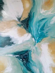 Blauwgroene en gouden golven
