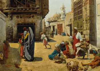 Straat in Caïro, ca.1890-1900 (olieverf op paneel)