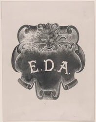 Tegenafdruk van een indruk van een naamplaat voor Edward D. Adams