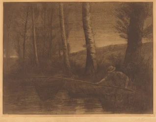 Visser met een hoepelnet La peche a la truble