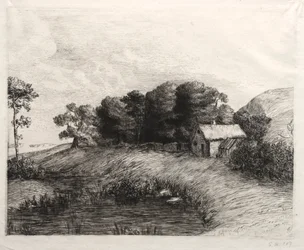 Landschap met een vijver