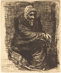 Oude vrouw zittend