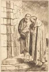 Sint-Pieter en Sint-Paulus in de deur van M. Richard