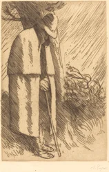 Reiziger die schuilt