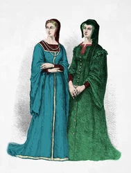 Portret van Louise de Savoie en Marguerite de Valois (Gravure)