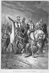 De vier leiders van de Eerste Kruistocht (onder wie Godfried van Bouillon) - in ‘De geschiedenis van Frankrijk’ van Guizot, Hachette