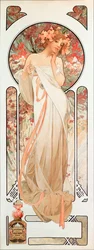Reclameaffiche van Alphonse Mucha (1860-1939) voor de geur “Sylvanis Essence”, 1899 - afmetingen 21 x 61 cm - privécollectie