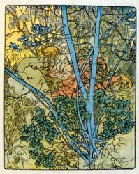Illustratie door Alphonse Mucha uit "Clio" een werk van de Franse auteur Anatole France. 1900. Mucha (1860-1939) was een Tsjechische Art Nouveau schilder