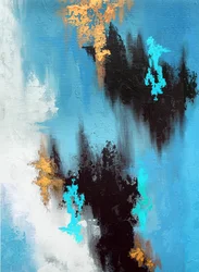 Dynamisch blauw-goud abstract