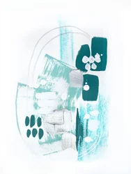 Moderne abstracte kunst in blauwgroen