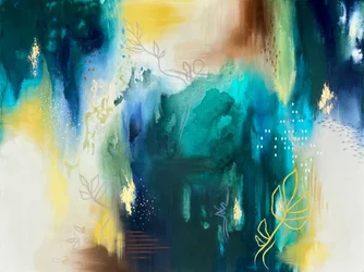 Biologisch Teal Gold Abstract