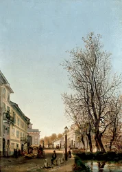 Zicht op Porta Venezia gebied, Milaan (schilderij, ca.1850)