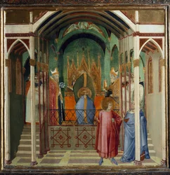 Verkiezing van Nicolaas als bisschop van Myra. Scènes uit het leven van Sint Nicolaas