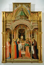 De presentatie in de tempel (tempera op hout)