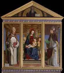 Maagd en Kind met de Heiligen Sint Hugo van Avalon (of Hugo van Lincoln) (1140-1200) en Sint Hugo van Grenoble (of Hugo van Chateauneuf) (1053-1132)
