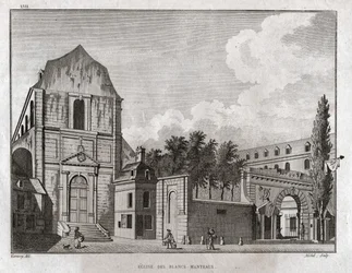 De kerk van de Blancs Manteaux in de Marais wijk in Parijs