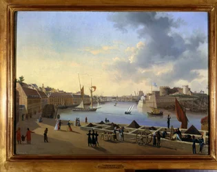 De haven van Brest en het artilleriedepot - schilderij door Louis Garneray, circa 1820