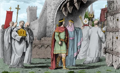 Chilperik I (539-584) in een religieuze processie