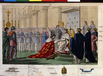 Filips VI van Valois (1294-1350) werd in 1328 erkend als koning door de Verenigde Staten, die de aanspraken van Eduard III, koning van Engeland, kleinzoon van Filips de Schone en Philippe d