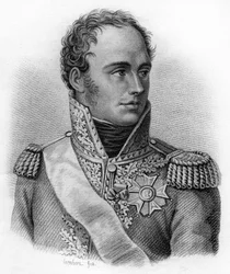 Portret van Eugene Rose de Beauharnais, bekend als Prins Eugene (1781-1824), onderkoning van Italië - in “Portretten van de Franse generaals na de overwinningen en veroveringen van de Fransen”. Gegraveerd door Ambroise Tardieu in 1818. Stella Collectie.