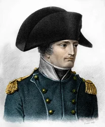 Portret van Napoleon ten tijde van de Slag bij Austerlitz (1805) - in Portraits of the French generals following the victories and conquests of the French. Gegraveerd door Ambroise Tardieu in 1818. Stella Collectie