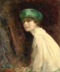 De groene hoed, een portret van mevrouw Claude Johnson, 1918