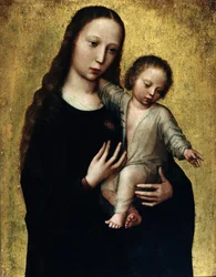 De Maagd Maria met het Kind Jezus in een hemd