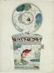Ontwerp voor een Gedekte Schotel in de Service au Filet Fish Net Ware..., 1875-85