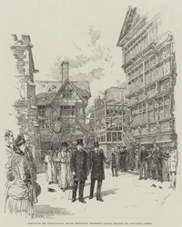 Opening van de Internationale Gezondheids Tentoonstelling, Processie door de Oude Londense Straat