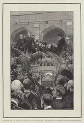 De overleden Mr. C H Spurgeon, Begrafenis op Norwood Begraafplaats, de Bisschop van Rochester spreekt de Zegen uit